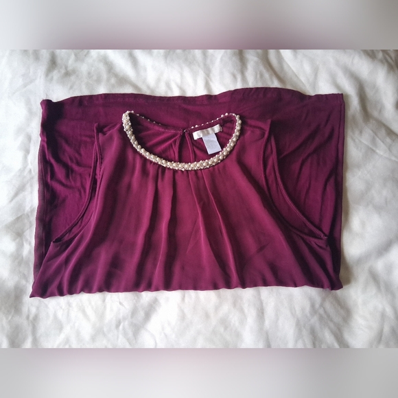 Design History Jewel-Trim Sleeveless Top in Wine - Picture 5 of 9